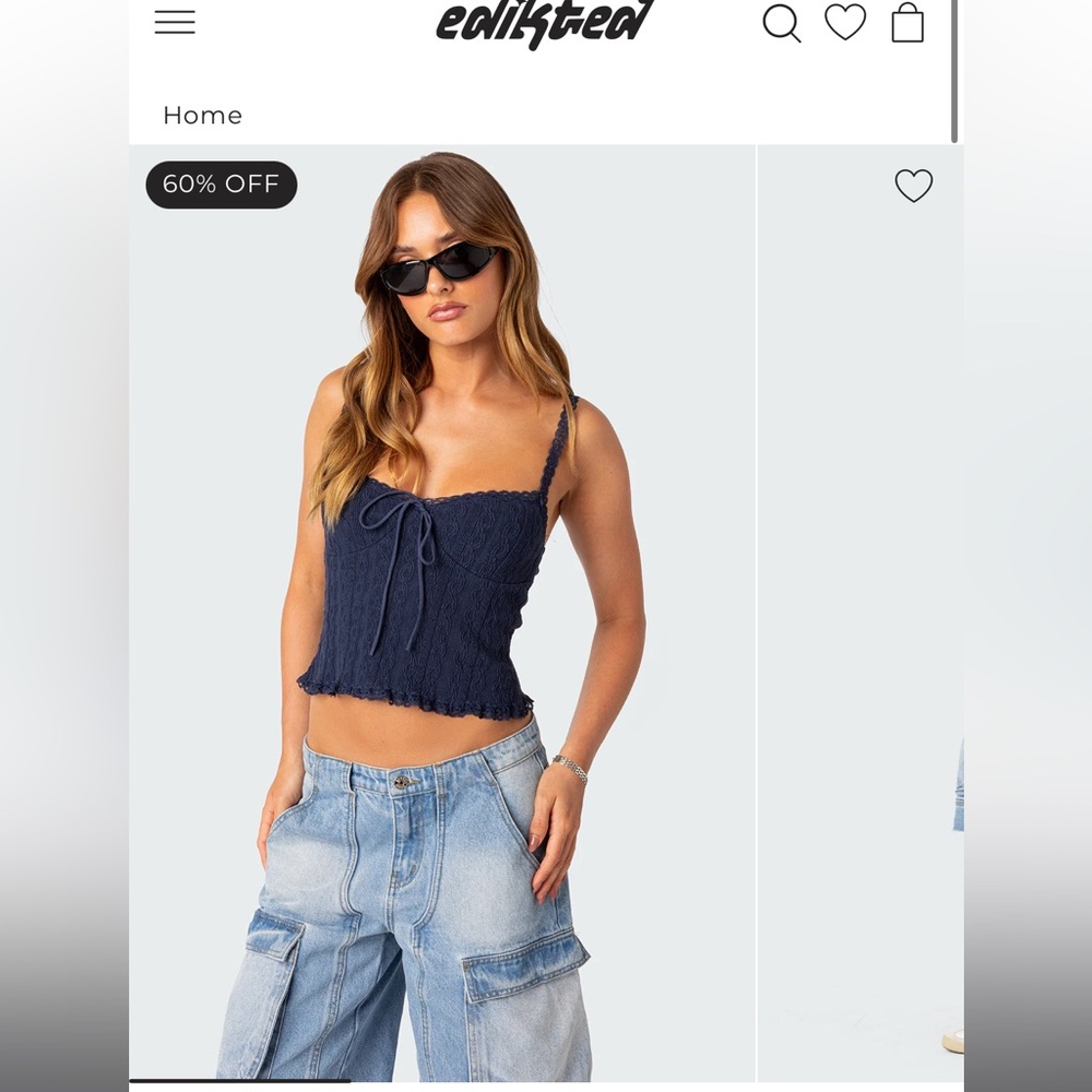 Edikted Navy Blue Crop Top